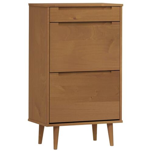 Skoskab MOLDE 59,5x35x103 cm massivt fyrretræ brun