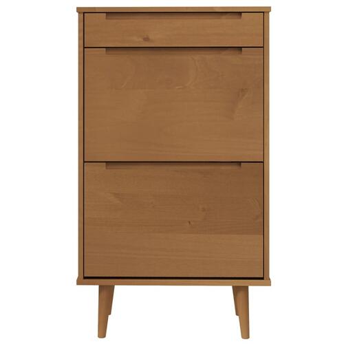 Skoskab MOLDE 59,5x35x103 cm massivt fyrretræ brun