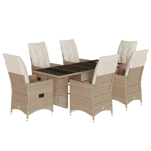 Bistrosæt til haven 7 dele med hynder polyrattan beige