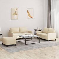 3 personers sofa med hynder stof cremefarvet