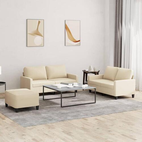 3 personers sofa med hynder stof cremefarvet