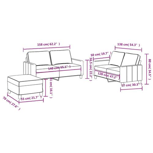 3 personers sofa med hynder stof cremefarvet