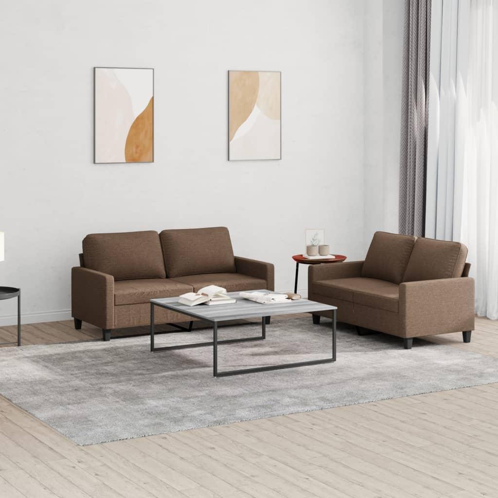 2 personers sofa med hynder stof brun