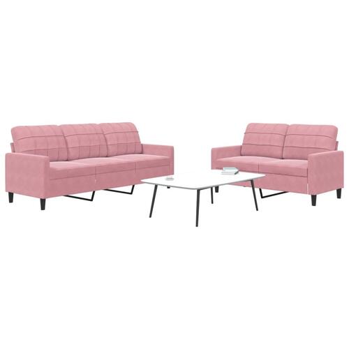 2 personers sofa med hynder velour lyserød