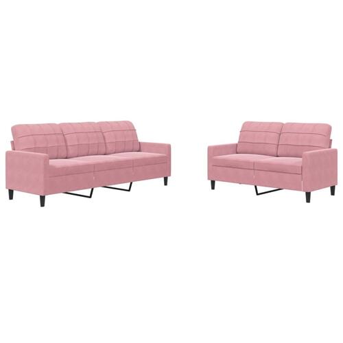 2 personers sofa med hynder velour lyserød