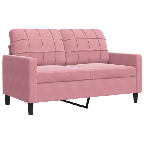 2 personers sofa med hynder velour lyserød