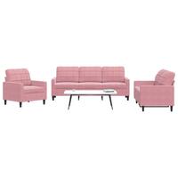 3 personers sofa med hynder velour lyserød