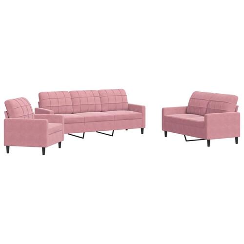 3 personers sofa med hynder velour lyserød
