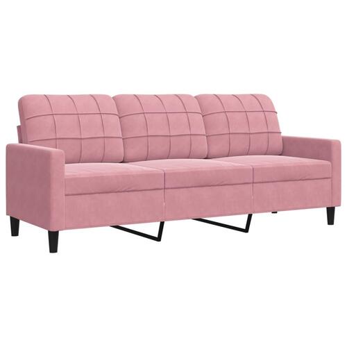 3 personers sofa med hynder velour lyserød