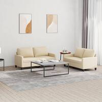 2 personers sofa med hynder stof cremefarvet