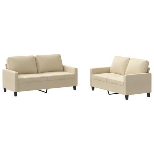 2 personers sofa med hynder stof cremefarvet