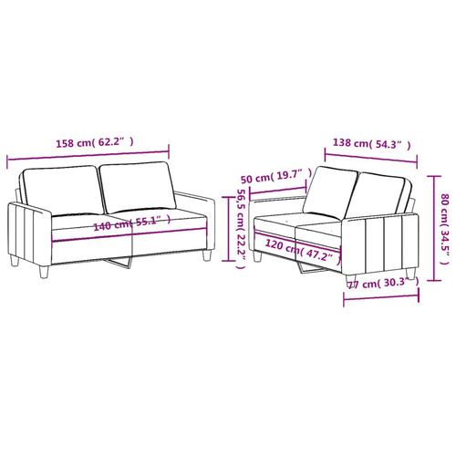 2 personers sofa med hynder stof cremefarvet
