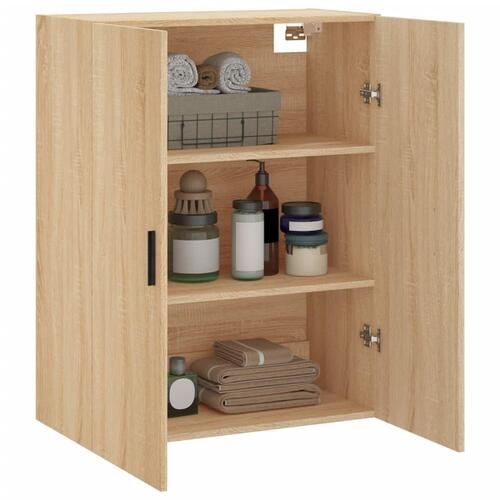 Væghængt skab 69,5x34x90 cm konstrueret træ sonoma-eg