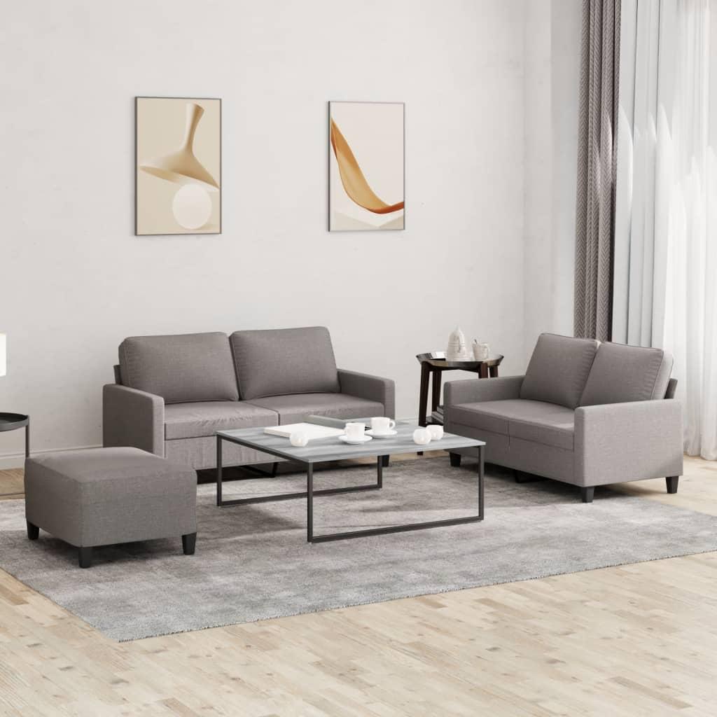 3 personers sofa med hynder stof gråbrun