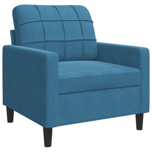 3 personers sofa med hynder velour blå