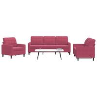 2 personers sofa med hynder velour vinrød