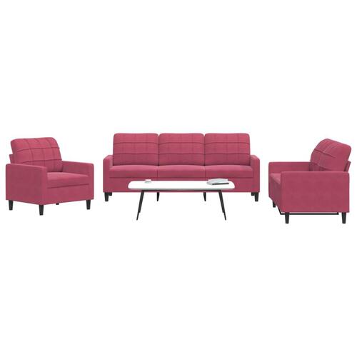 2 personers sofa med hynder velour vinrød