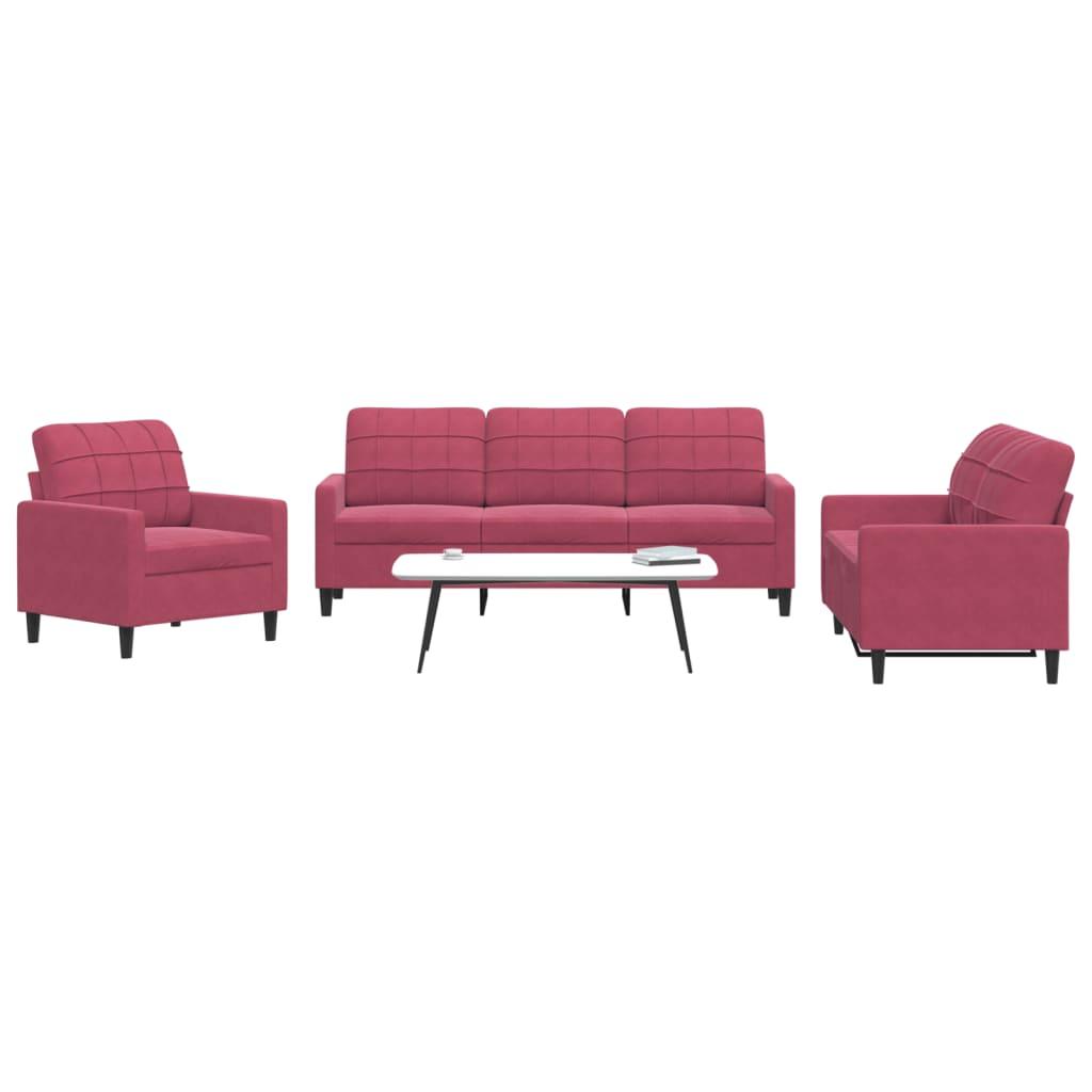 2 personers sofa med hynder velour vinrød