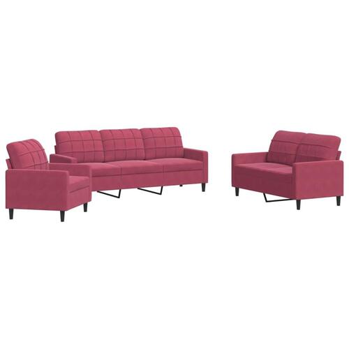 2 personers sofa med hynder velour vinrød