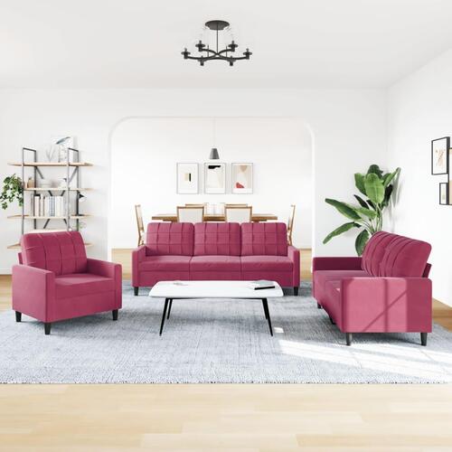 2 personers sofa med hynder velour vinrød