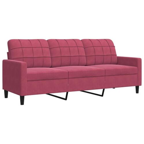 2 personers sofa med hynder velour vinrød