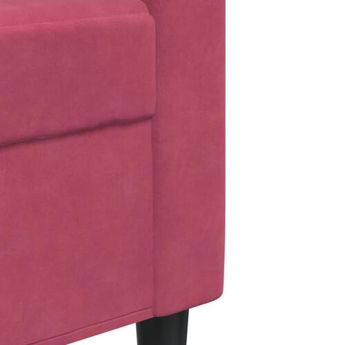 2 personers sofa med hynder velour vinrød