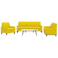 3 personers sofa med hynder velour gul