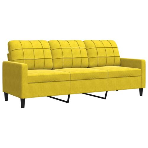 3 personers sofa med hynder velour gul