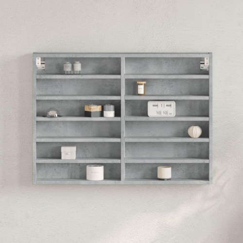 Vitrineskab 80x8,5x58 cm konstrueret træ betongrå