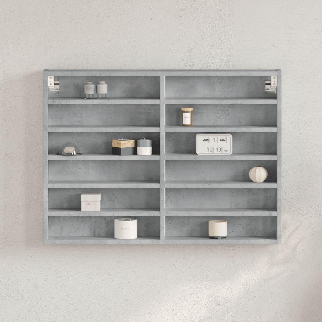 Vitrineskab 80x8,5x58 cm konstrueret træ betongrå