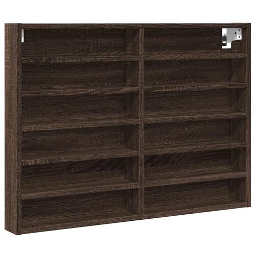 Vitrineskab 80x8,5x58 cm konstrueret træ brun egetræsfarve