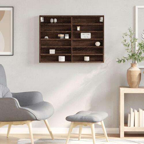 Vitrineskab 80x8,5x58 cm konstrueret træ brun egetræsfarve