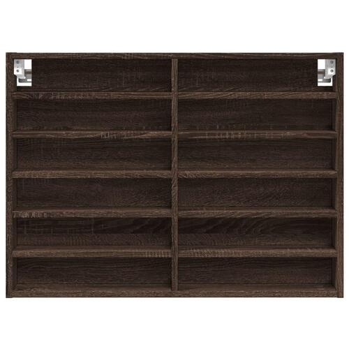 Vitrineskab 80x8,5x58 cm konstrueret træ brun egetræsfarve