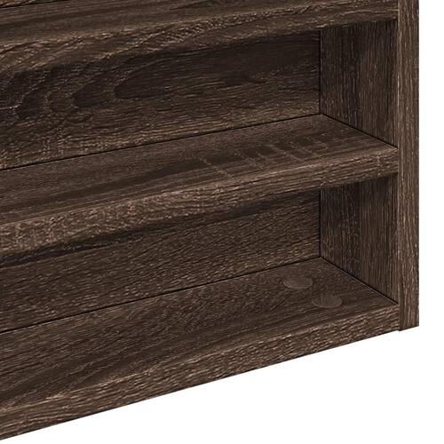 Vitrineskab 80x8,5x58 cm konstrueret træ brun egetræsfarve
