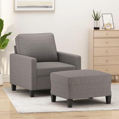 Sofastol med fodskammel 60 cm stof Gråbrun