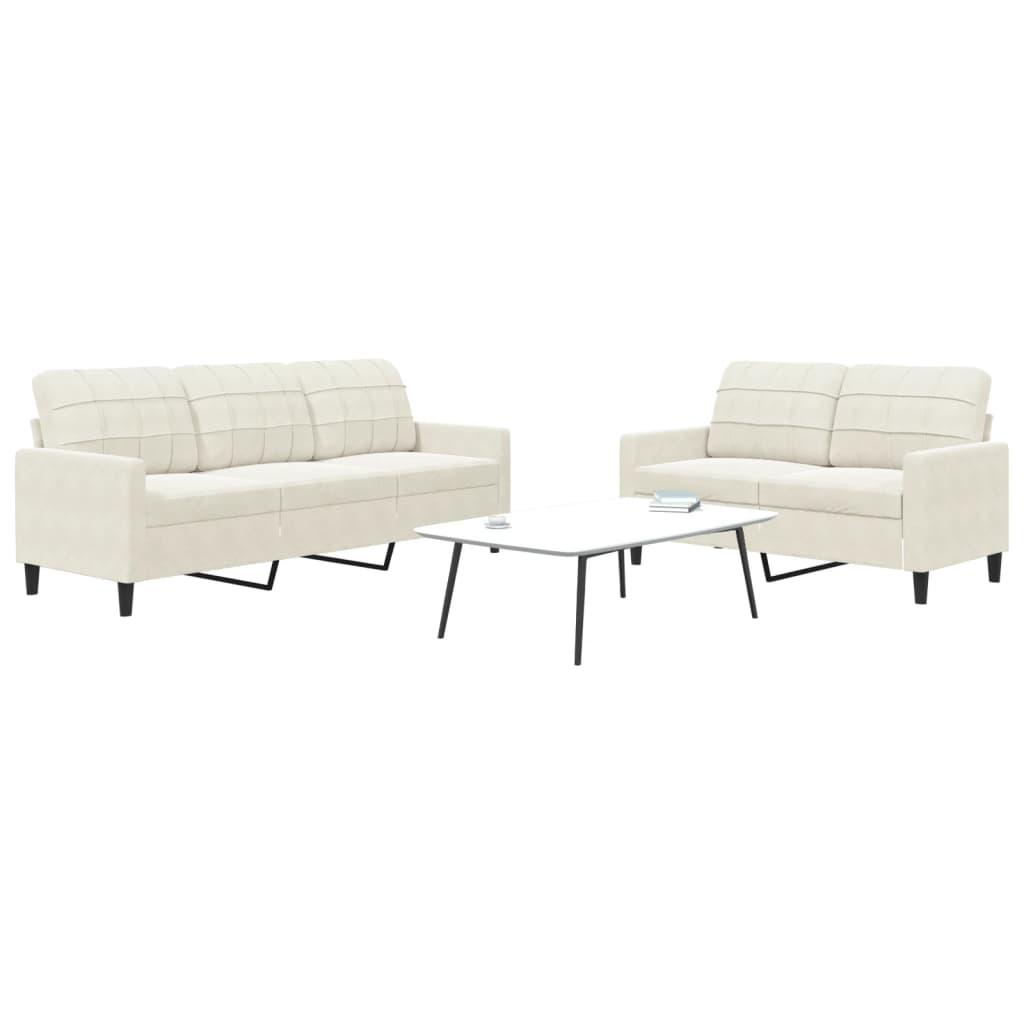 2 personers sofa med hynder velour cremefarvet billede