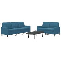 2 personers sofa med hynder velour blå
