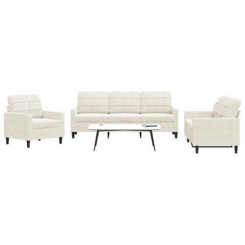 3 personers sofa med hynder velour cremefarvet