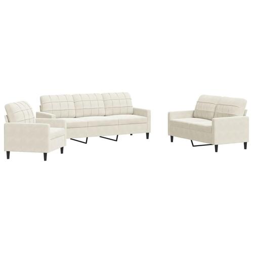 3 personers sofa med hynder velour cremefarvet