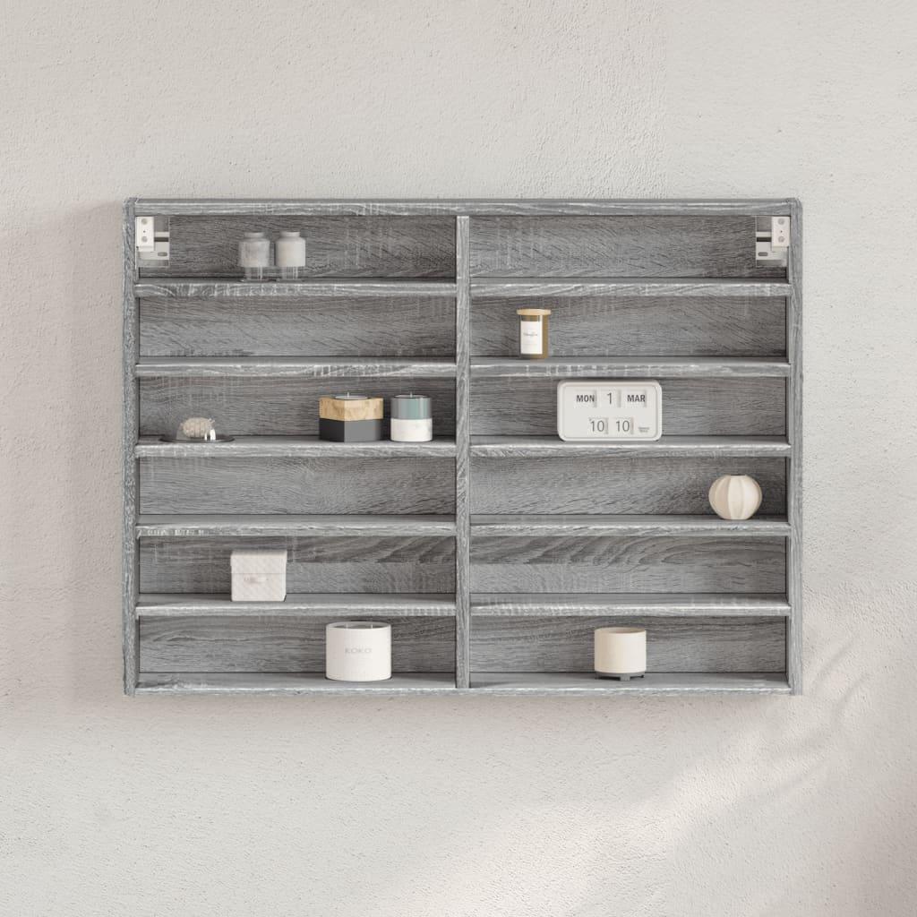Vitrineskab 80x8,5x58 cm konstrueret træ grå sonoma-eg