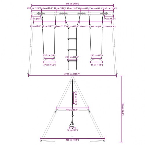 Gyngesæt med gynger og stige