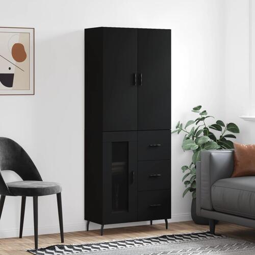Højskab 69,5x34x180 cm konstrueret træ sort