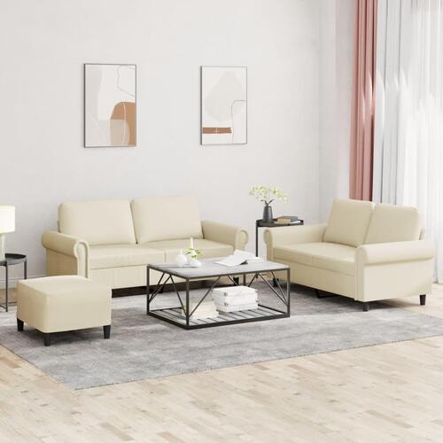 3 personers sofa med hynder kunstlæder Cremefarvet