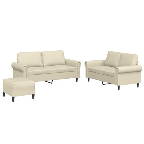 3 personers sofa med hynder kunstlæder Cremefarvet