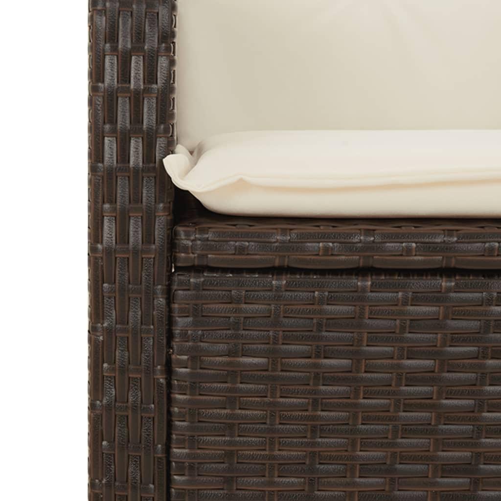 Spisebordssæt til haven 3 dele med hynder polyrattan brun