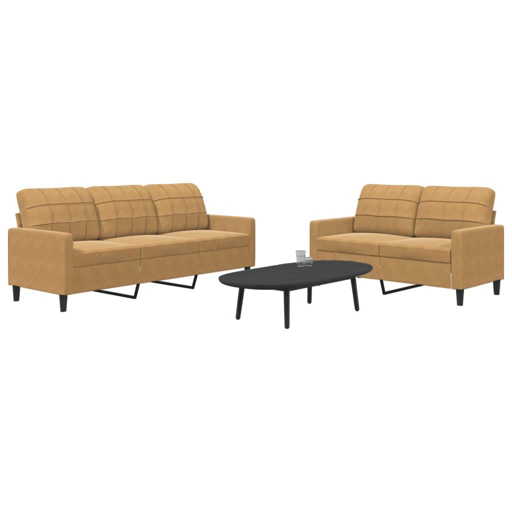 2 personers sofa med hynder velour brun