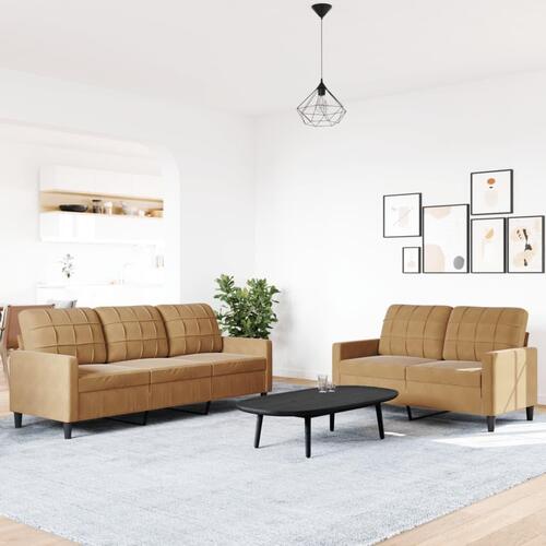 2 personers sofa med hynder velour brun