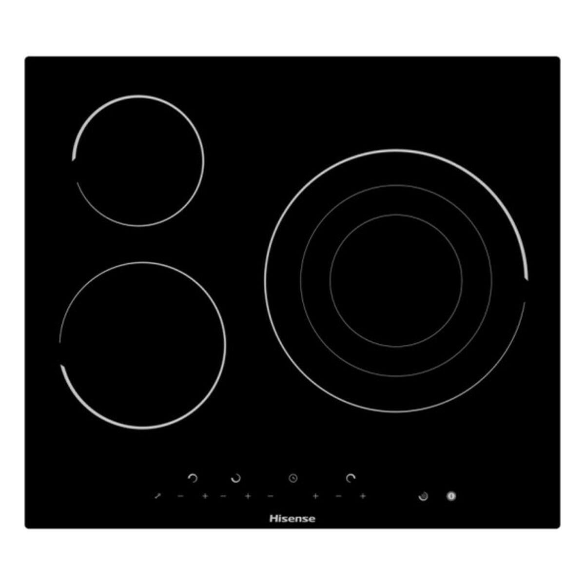 Hisense glaskeramisk kogeplade 60 cm - 3 zoner, 5.700 W, sort