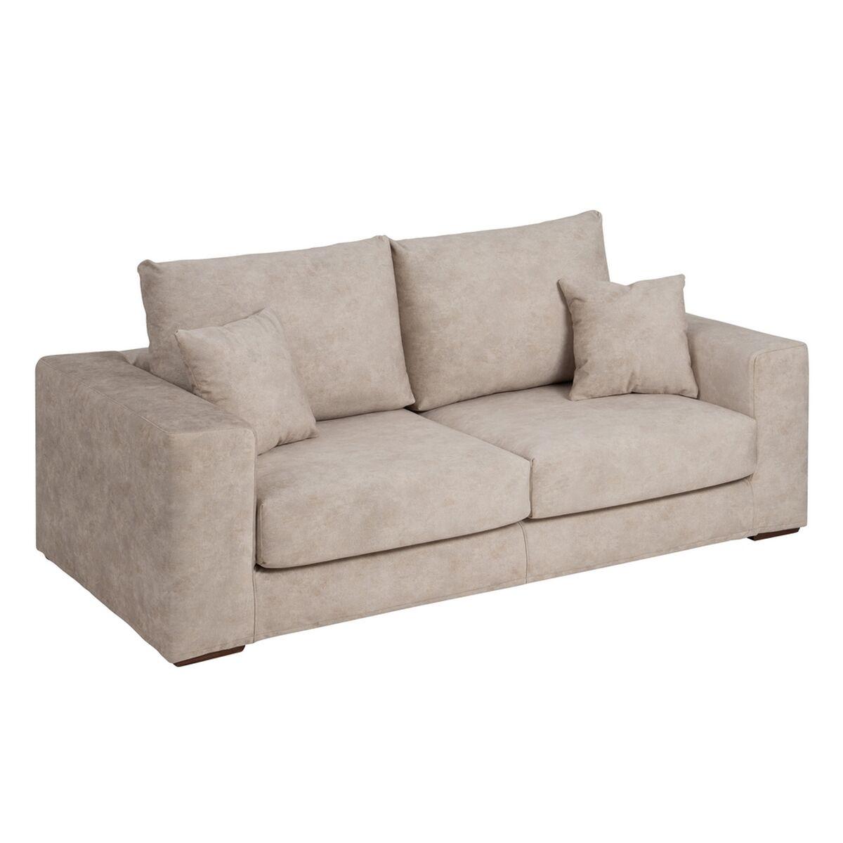 Sofa Beige Fiber Fyr Skumgummi 206 x 88 x 100 cm