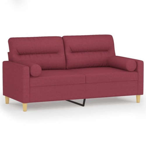 2-personers sofa med pyntepuder 140 cm - stof, vinrød